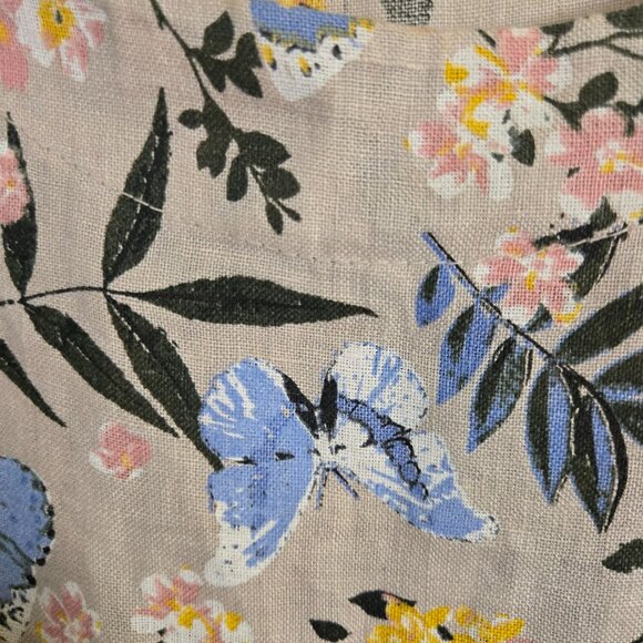 Viola Borghi Made In Italy 100% Linen Butterfly Floral Bell Sleeve Top Size L - Picture 5 of 8